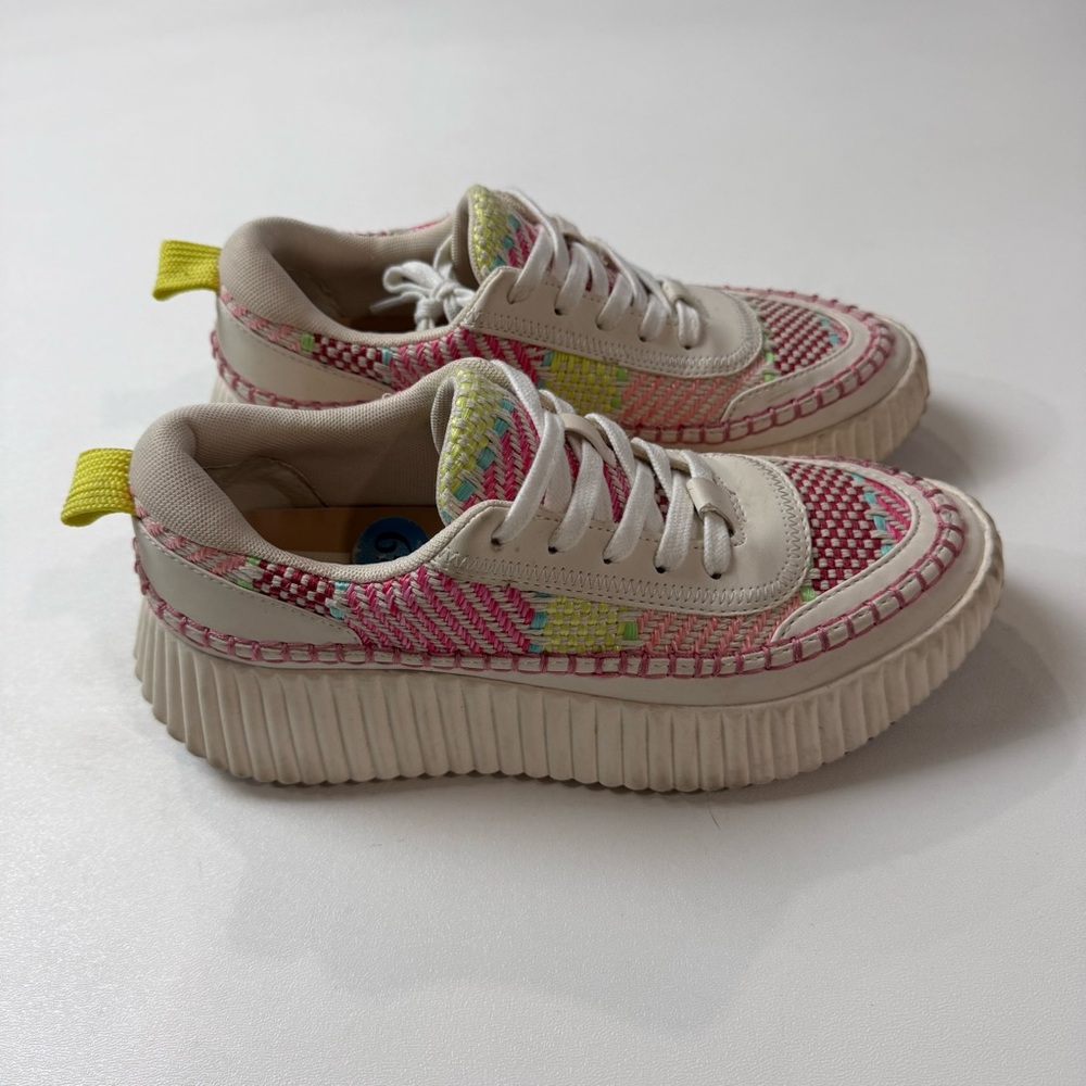 Dolce Vita Denae Platform Sneakers Colorful Multi Stitch Womens Size 6.5